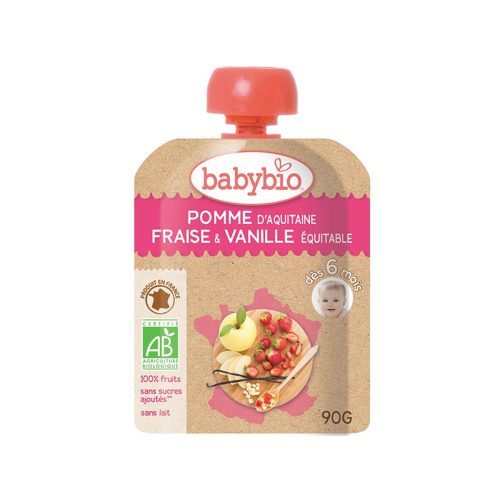 Babybio – Apple, Strawberry & Vanilla Pouch (6m+)