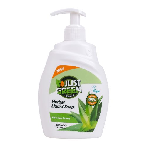 Just Green Organic Herbal Liquid Hand Soap 400ml - Aloe Vera Just Green Organic Herbal Liquid Hand Soap 400ml / Aloe Vera
