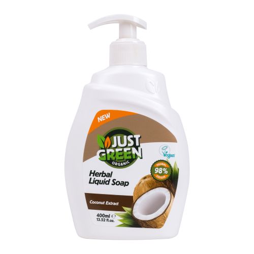 Just Green Organic Herbal Liquid Hand Soap 400ml - Coconut Just Green Organic Herbal Liquid Hand Soap 400ml / Coconut