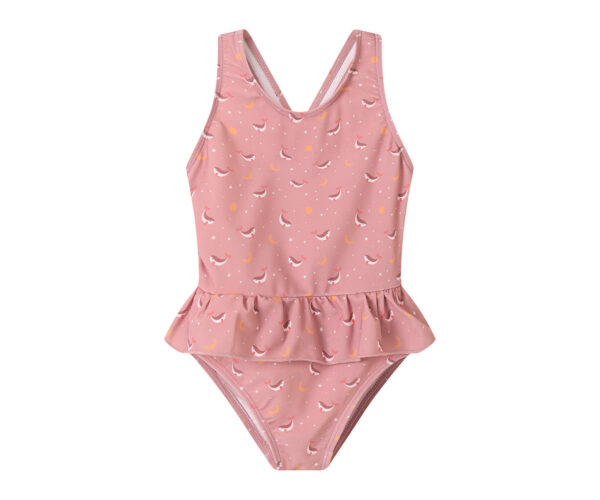 Tutete Cross-Back Swimsuit with Ruffle Stripes Bloom &Blush