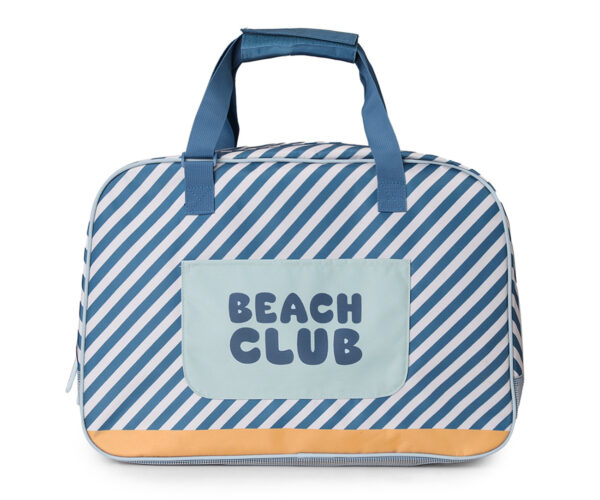 Tutete Personalized Beach Bag vith Mesh Bottom Stripes