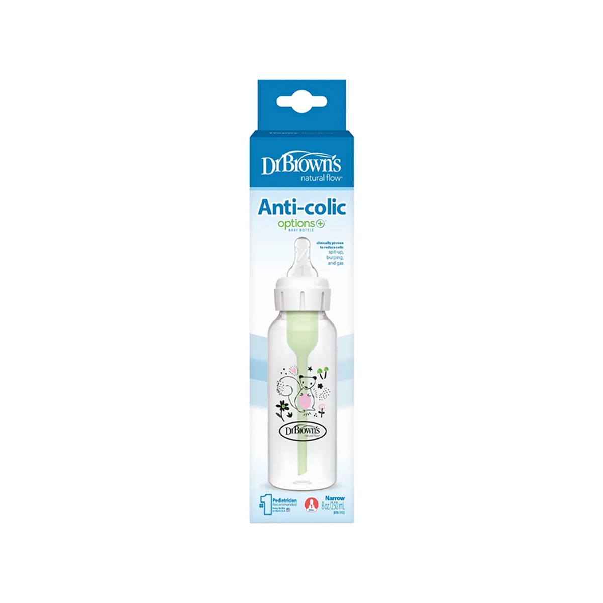 Dr. Brown’s – Options+ Anti-Colic Shishe Plastike, qafë e ngushtë 250ml (0m+)