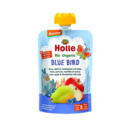 Holle – Blue Bird Pure frutash me dardhë, mollë, boronicë dhe tërshërë (6m+)