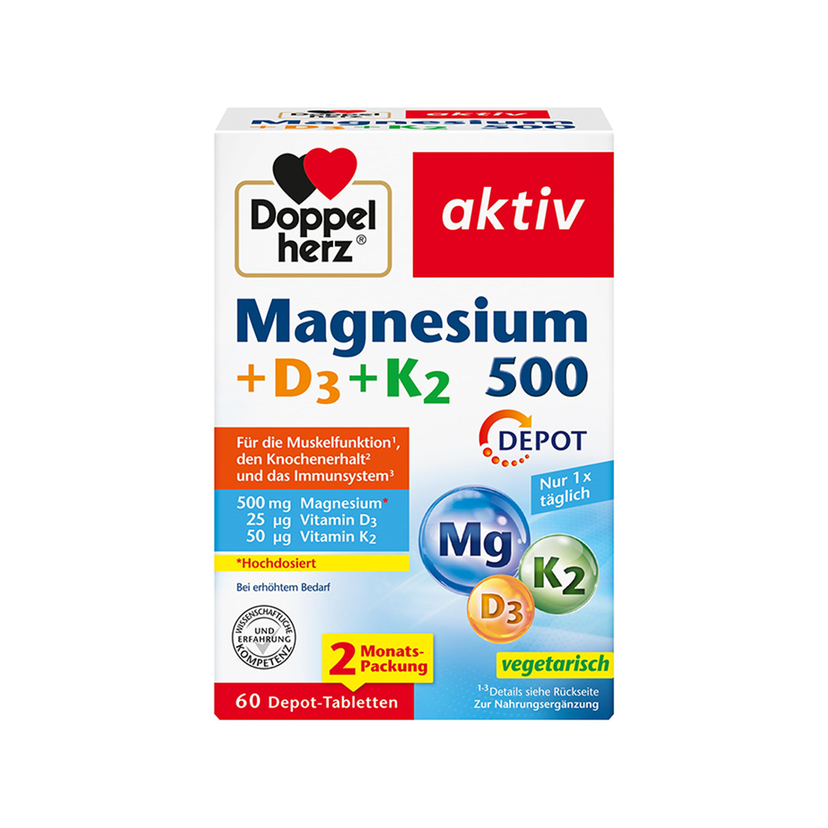 Doppelherz – Magnesium 500 + D3 & K2